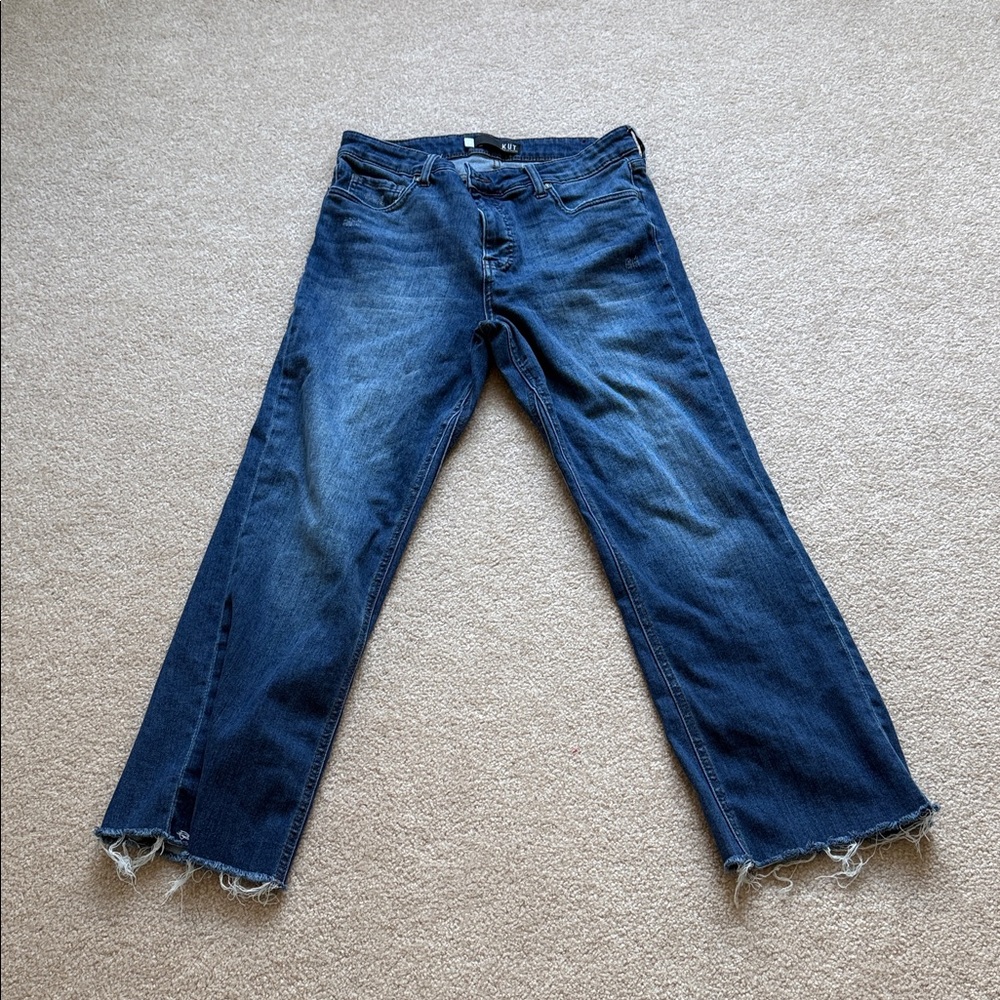 Kut from the Kloth Distressed Kelsey Fab Ab Ankle Flare Jeans